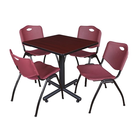 Kobe Kobe Square Table & Chair Set, Wood, Metal, Plastic Top, Mahogany TKB3030MH47BY